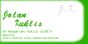 jolan kuklis business card